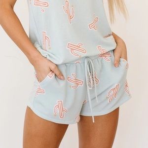 PRICKLY BUT SOFT SHORTS IN MINT PJ SHORTS